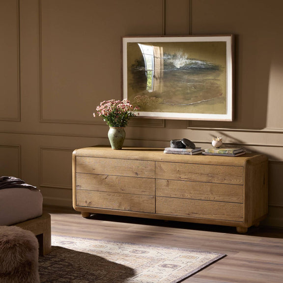 Sheldon 6 Drawer Dresser - Worn Oak Veneer
