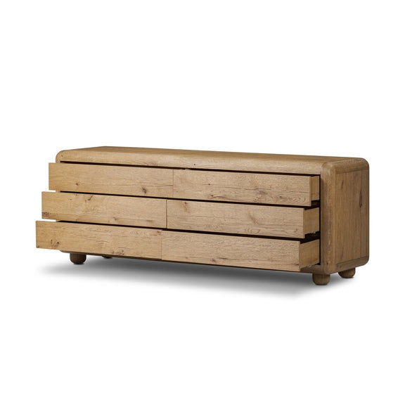 Sheldon 6 Drawer Dresser - Worn Oak Veneer