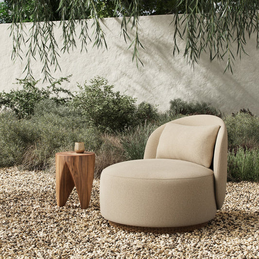 Quaid Outdoor Upholstered Swivel Chair - Alessi Buff