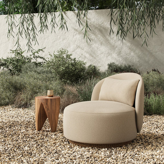 Quaid Outdoor Upholstered Swivel Chair - Alessi Buff