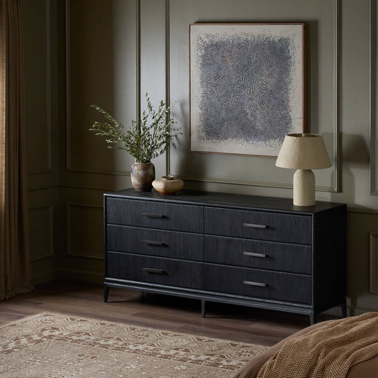 Rosenell 6 Drawer Dresser - Black Oak Veneer