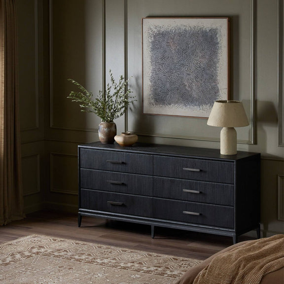 Rosenell 6 Drawer Dresser - Black Oak Veneer