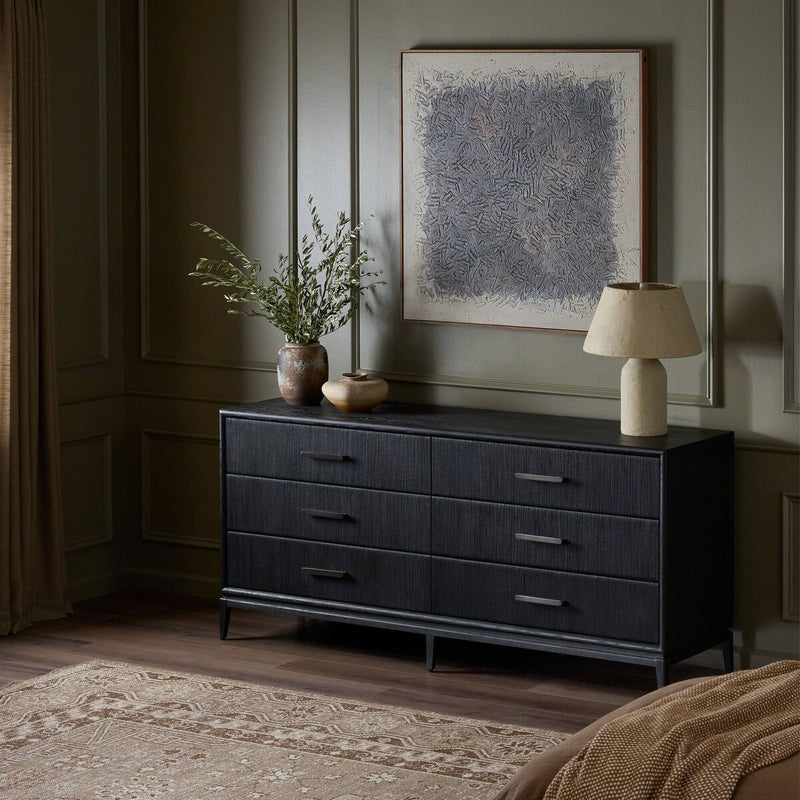 Rosenell 6 Drawer Dresser - Black Oak Veneer
