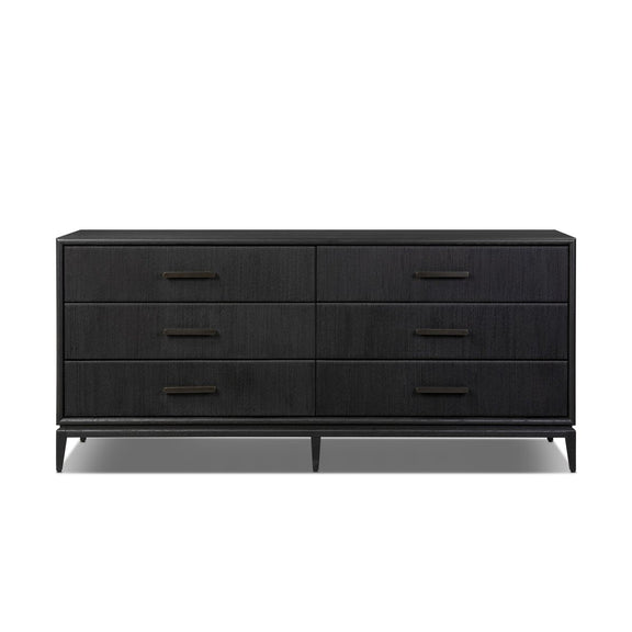 Rosenell 6 Drawer Dresser - Black Oak Veneer