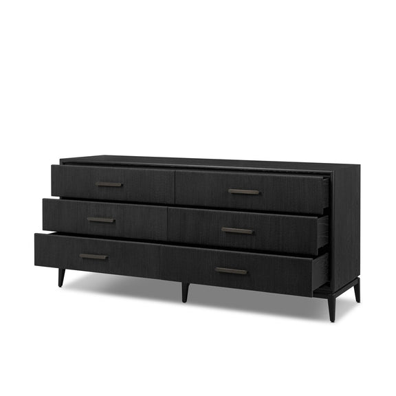 Rosenell 6 Drawer Dresser - Black Oak Veneer