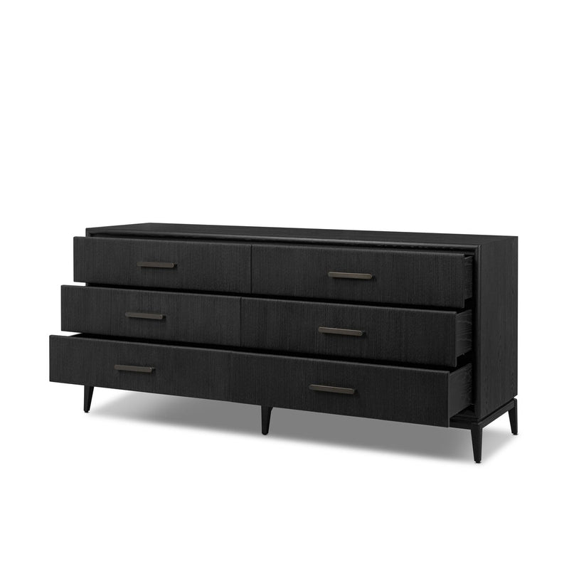 Rosenell 6 Drawer Dresser - Black Oak Veneer