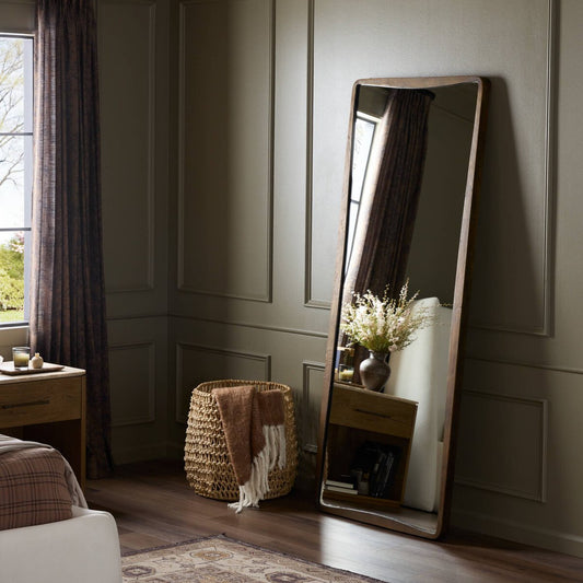 Regis Floor Mirror - Antiqued Brass Aluminum