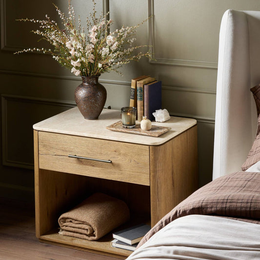 Raleigh Nightstand - Cappuccino Marble