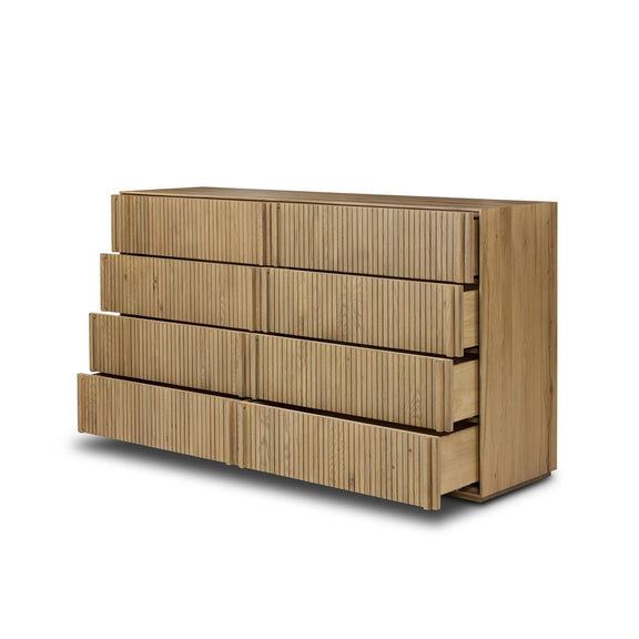 Leo 8 Drawer Dresser - Rustic Light Natural Oak