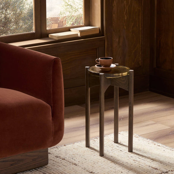 Relo End Table - Olive Cast Glass