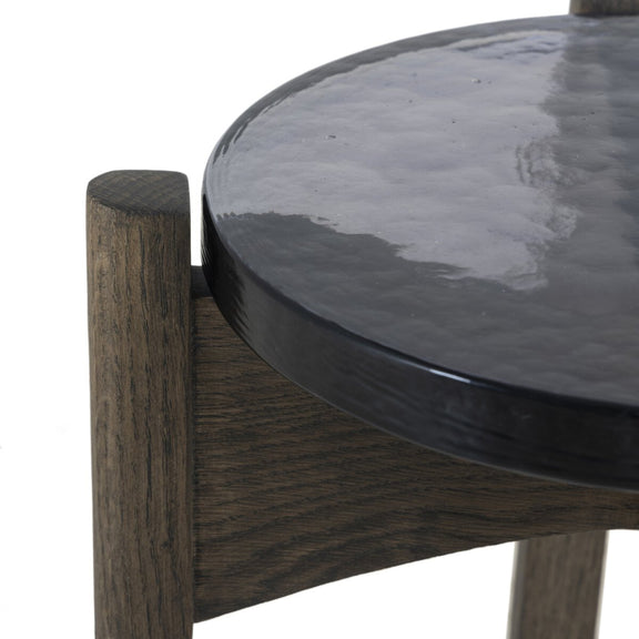 Relo End Table - Grey Cast Glass