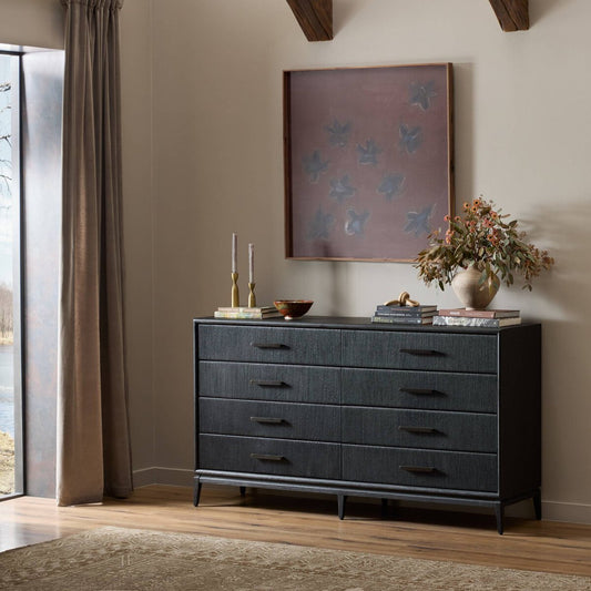 Rosenell 8 Drawer Dresser - Black Oak Veneer