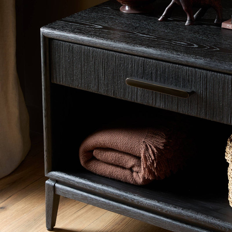 Rosenell Open Nightstand - Black Oak Veneer