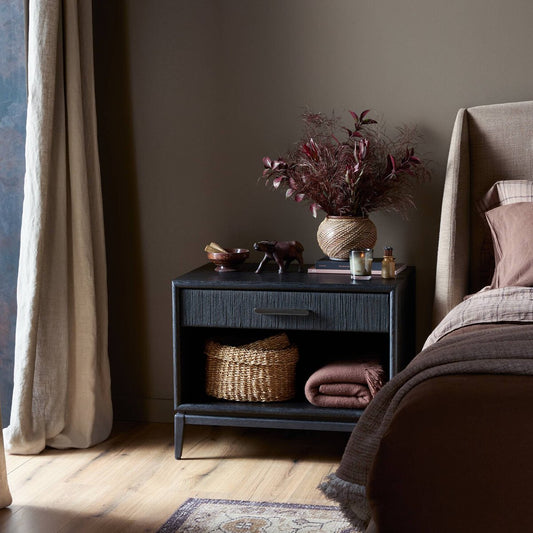 Rosenell Open Nightstand - Black Oak Veneer