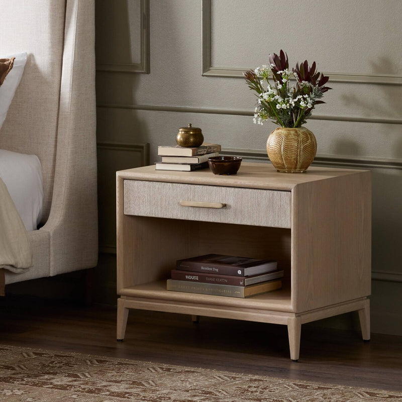 Rosenell Open Nightstand - Natural Oak Veneer