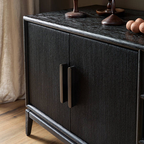 Rosenell Media Console - Black Oak Veneer