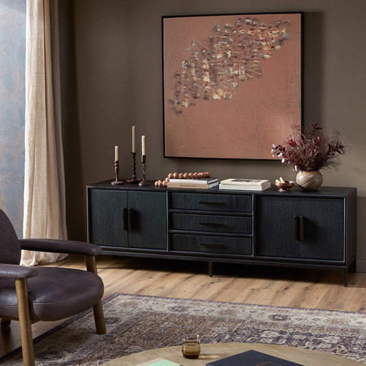Rosenell Media Console - Black Oak Veneer