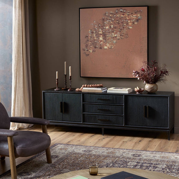 Rosenell Media Console - Black Oak Veneer