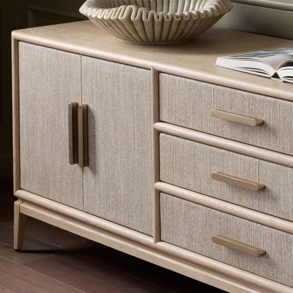 Rosenell Media Console - Natural Oak Veneer