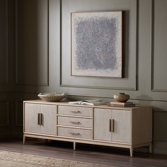 Rosenell Media Console - Natural Oak Veneer