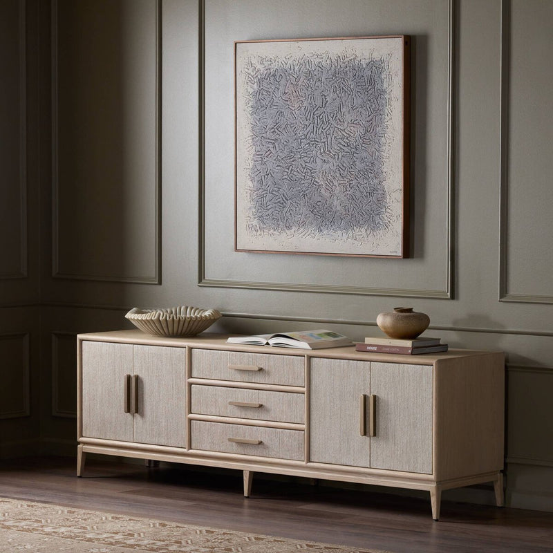 Rosenell Media Console - Natural Oak Veneer