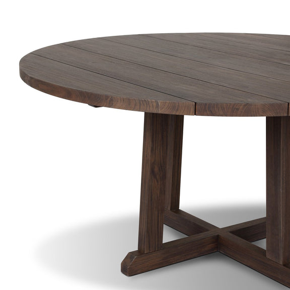 Indie Outdoor Round Dining Table - Stained Saddle Brown Fsc