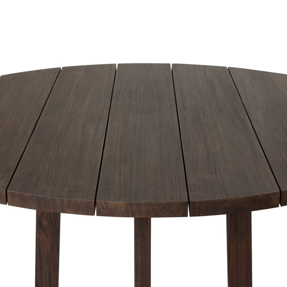 Indie Outdoor Round Dining Table - Stained Saddle Brown Fsc