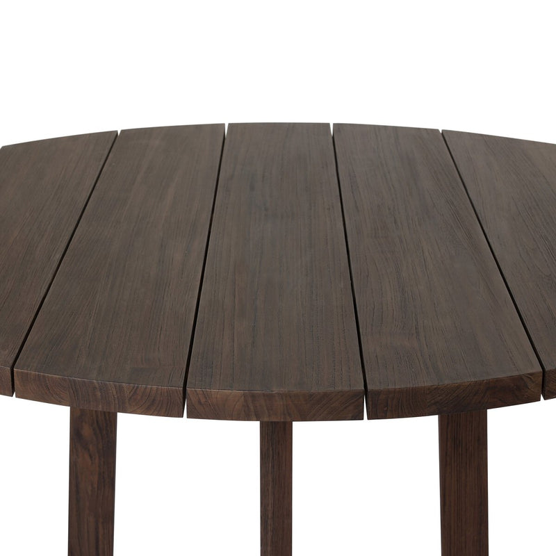 Indie Outdoor Round Dining Table - Stained Saddle Brown Fsc