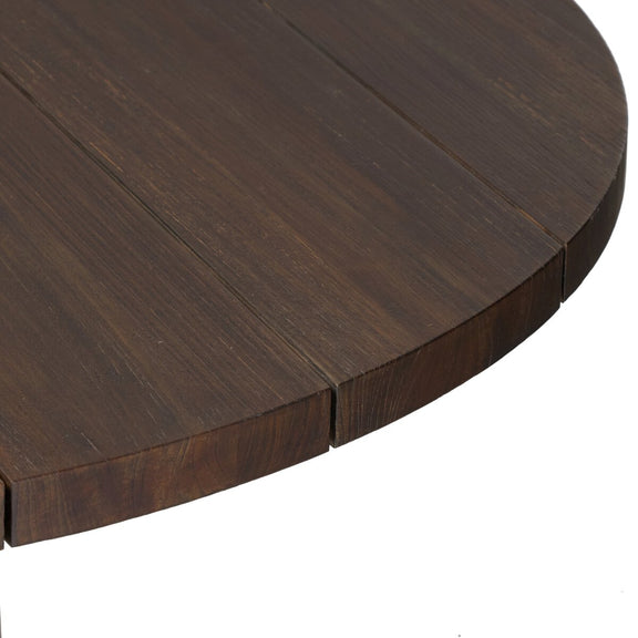 Indie Outdoor Round Dining Table - Stained Saddle Brown Fsc
