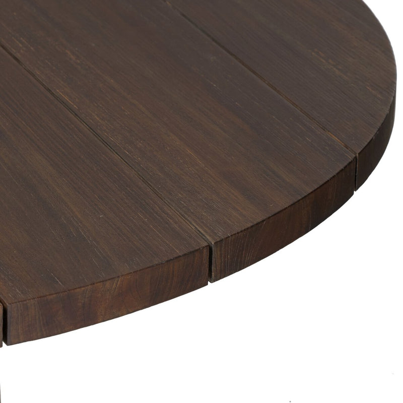 Indie Outdoor Round Dining Table - Stained Saddle Brown Fsc