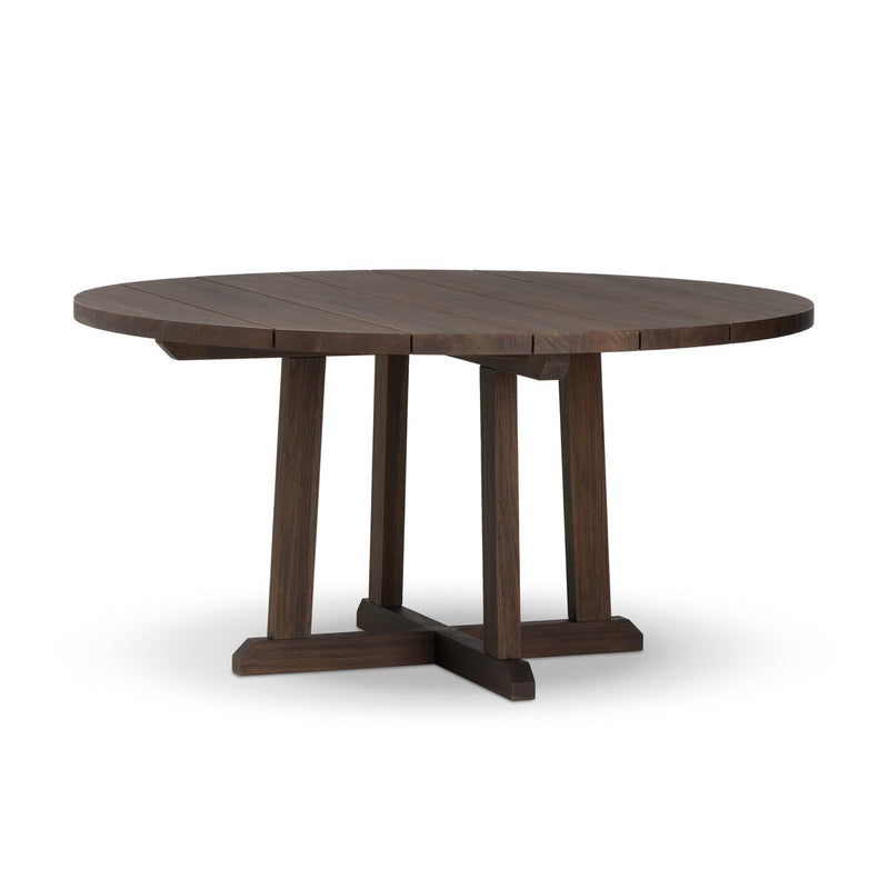 Indie Outdoor Round Dining Table - Stained Saddle Brown Fsc