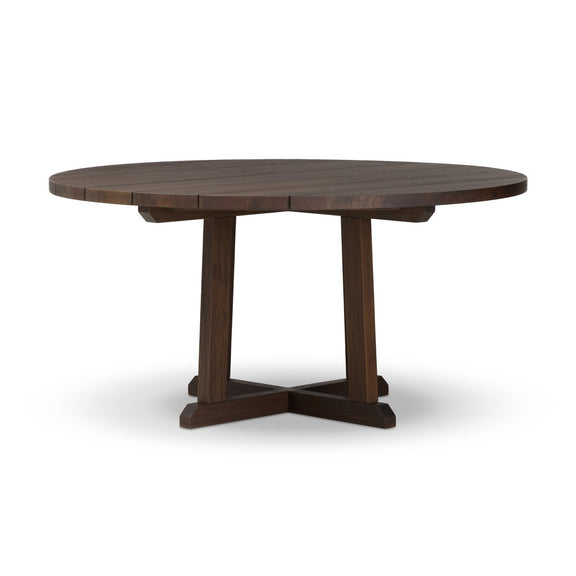 Indie Outdoor Round Dining Table - Stained Saddle Brown Fsc