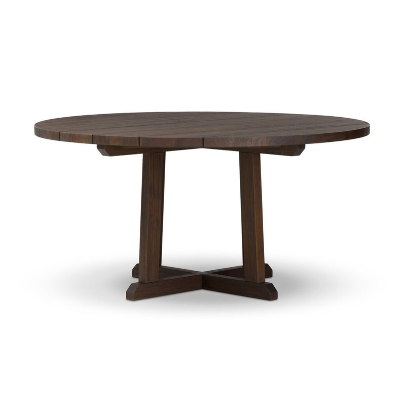 Indie Outdoor Round Dining Table - Stained Saddle Brown Fsc