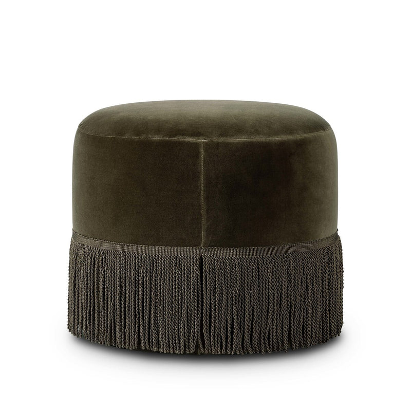 Sinclair Fringe Ottoman - Surrey Olive