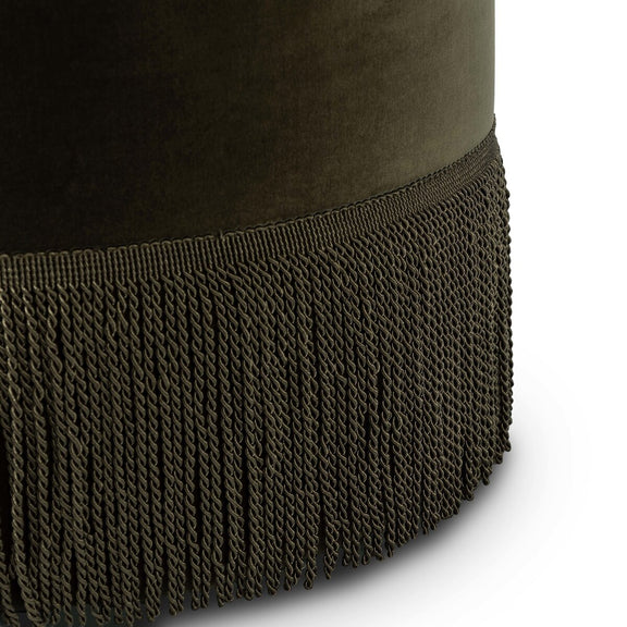 Sinclair Fringe Ottoman - Surrey Olive
