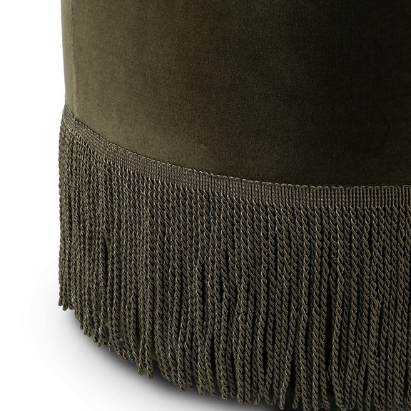 Sinclair Fringe Ottoman - Surrey Olive