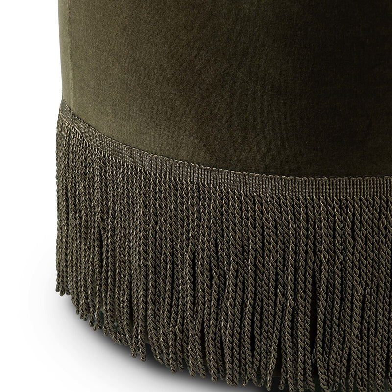 Sinclair Fringe Ottoman - Surrey Olive