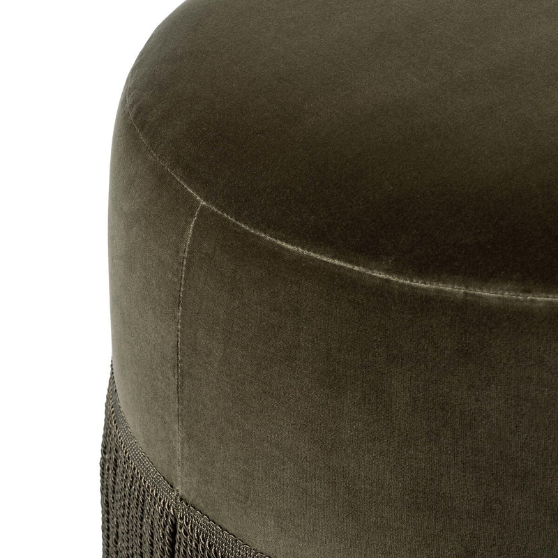 Sinclair Fringe Ottoman - Surrey Olive