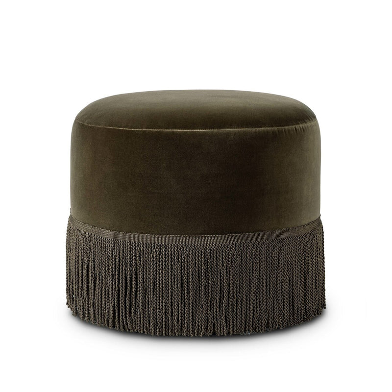 Sinclair Fringe Ottoman - Surrey Olive
