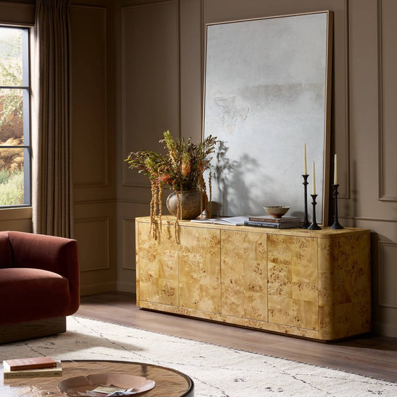 Mullins Media Console - Natural Mappa Burl