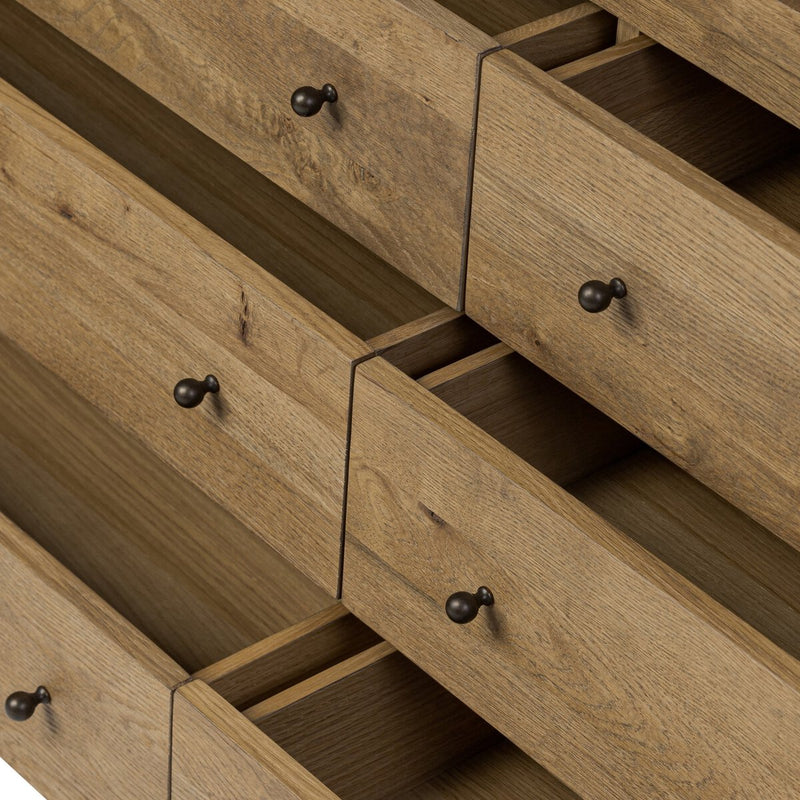 Grand 6 Drawer Dresser - Honey Brown Oak Veneer