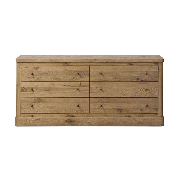 Grand 6 Drawer Dresser - Honey Brown Oak Veneer
