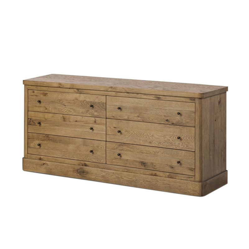 Grand 6 Drawer Dresser - Honey Brown Oak Veneer