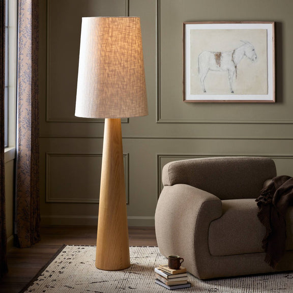 Nora Drum Floor Lamp - Light Oak