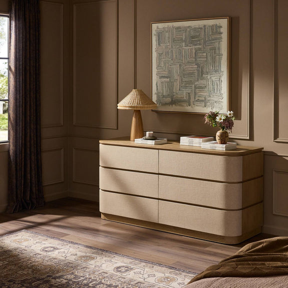 Mariella 6 Drawer Dresser - Beige Painted Linen