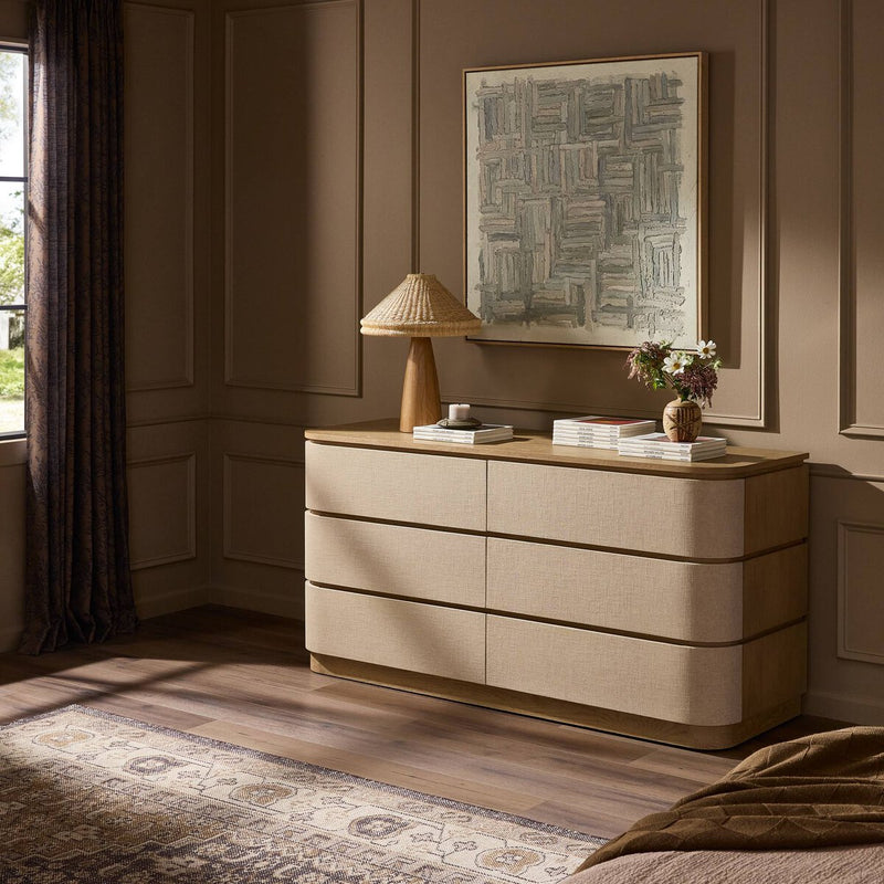 Mariella 6 Drawer Dresser - Beige Painted Linen