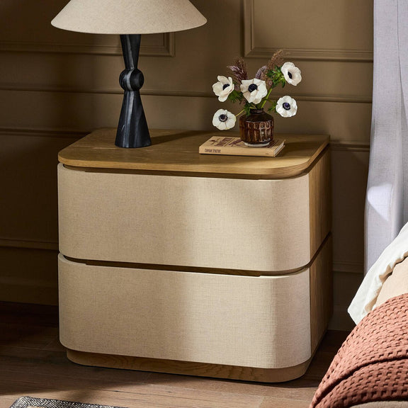 Mariella Nightstand - Beige Painted Linen