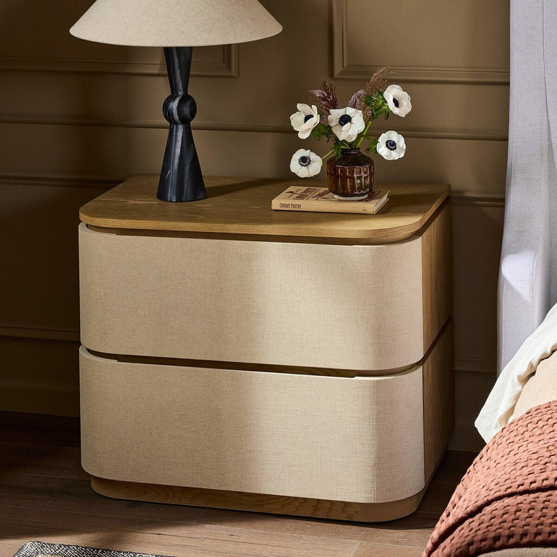 Mariella Nightstand - Beige Painted Linen