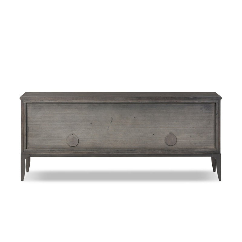 Alden Media Console - Worn Black Oak Veneer
