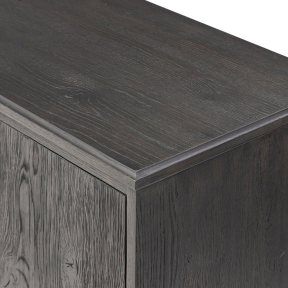 Alden Media Console - Worn Black Oak Veneer